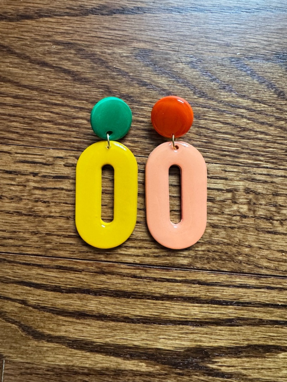 Blush Daisy colorblock mix and match yellow/green orange/red mod hoop earrings